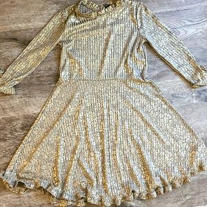Art Class girl metalic gold ruffle dress